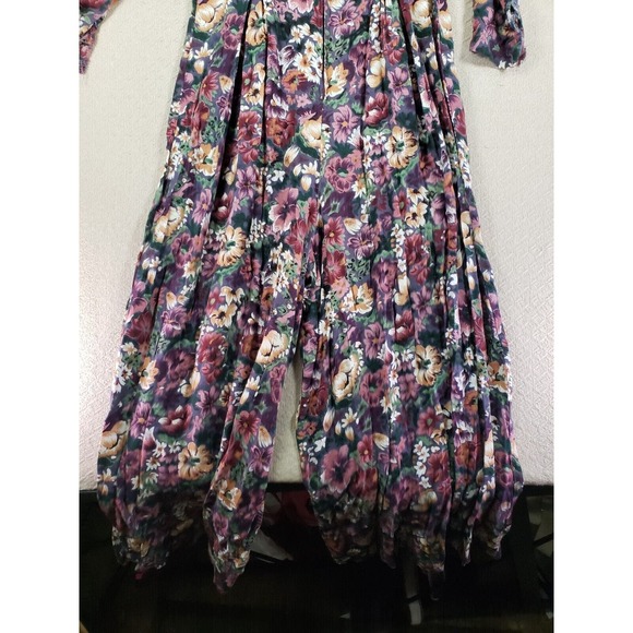 VTG Chorus Line Romper Womens Medium Multicolor Floral Long Sleeve Modern Casual - Picture 6 of 7
